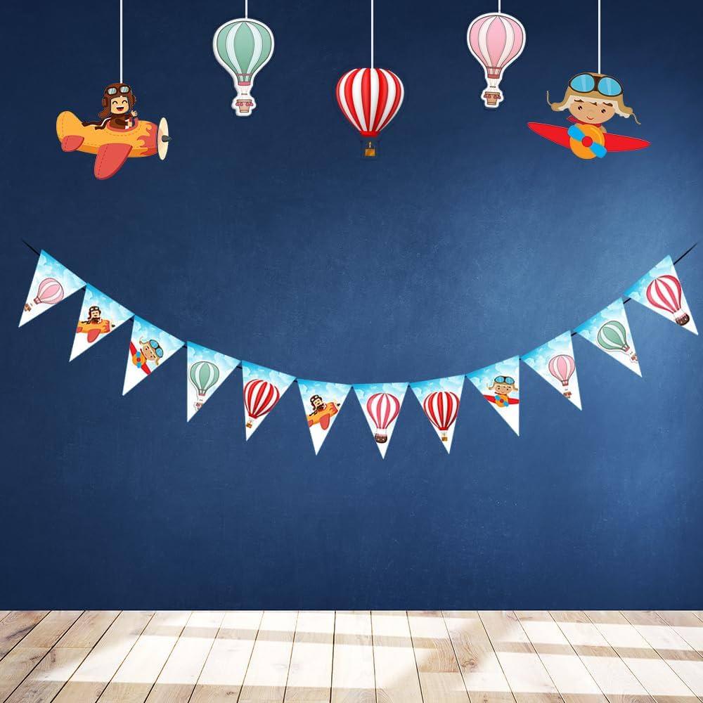Retail shop interior decorated with colourful danglers and bunting